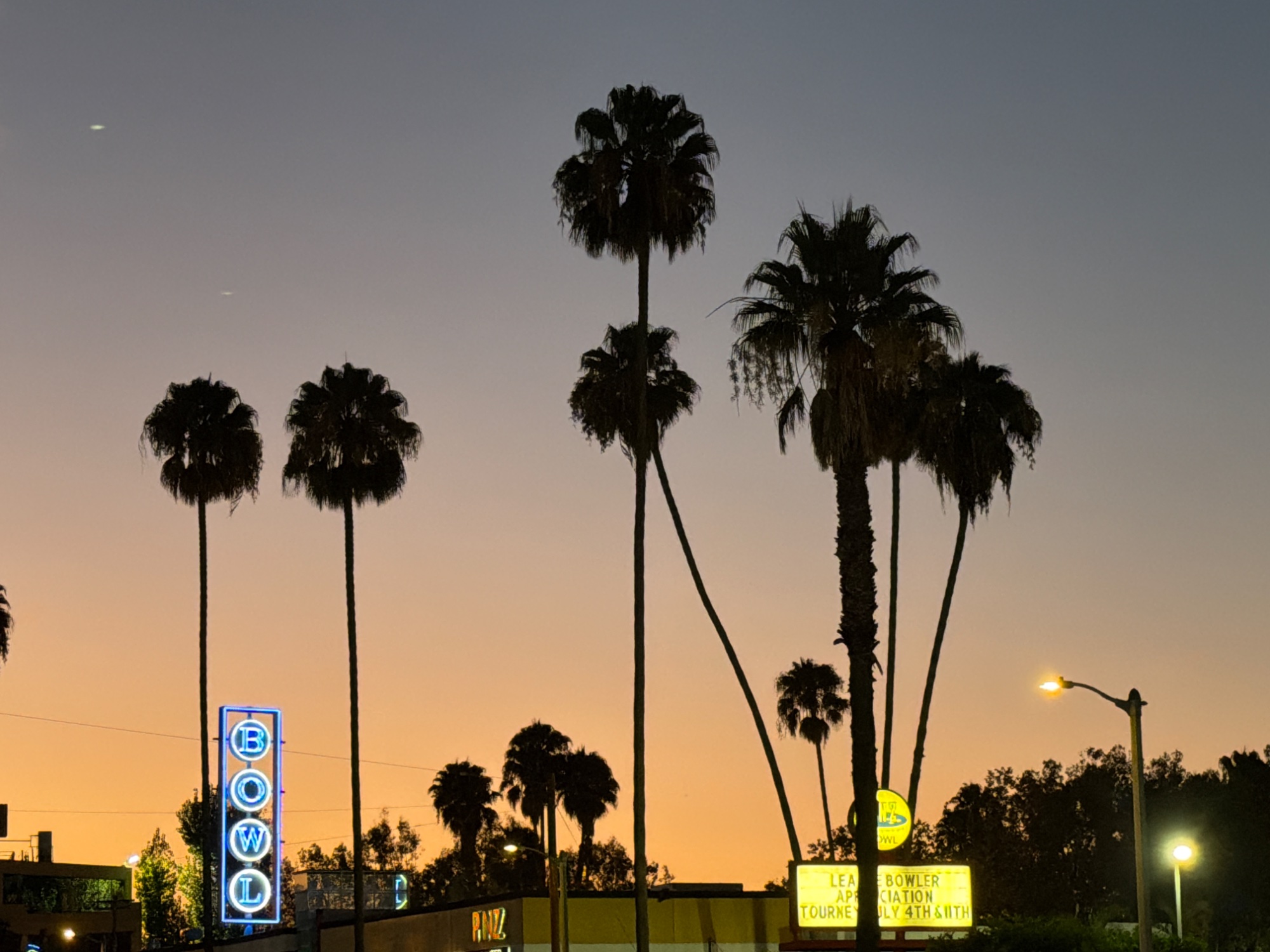 Twilight Bowl — street photo by Les Zackler, scored 7.0/10 by REVIEWR's AI critique