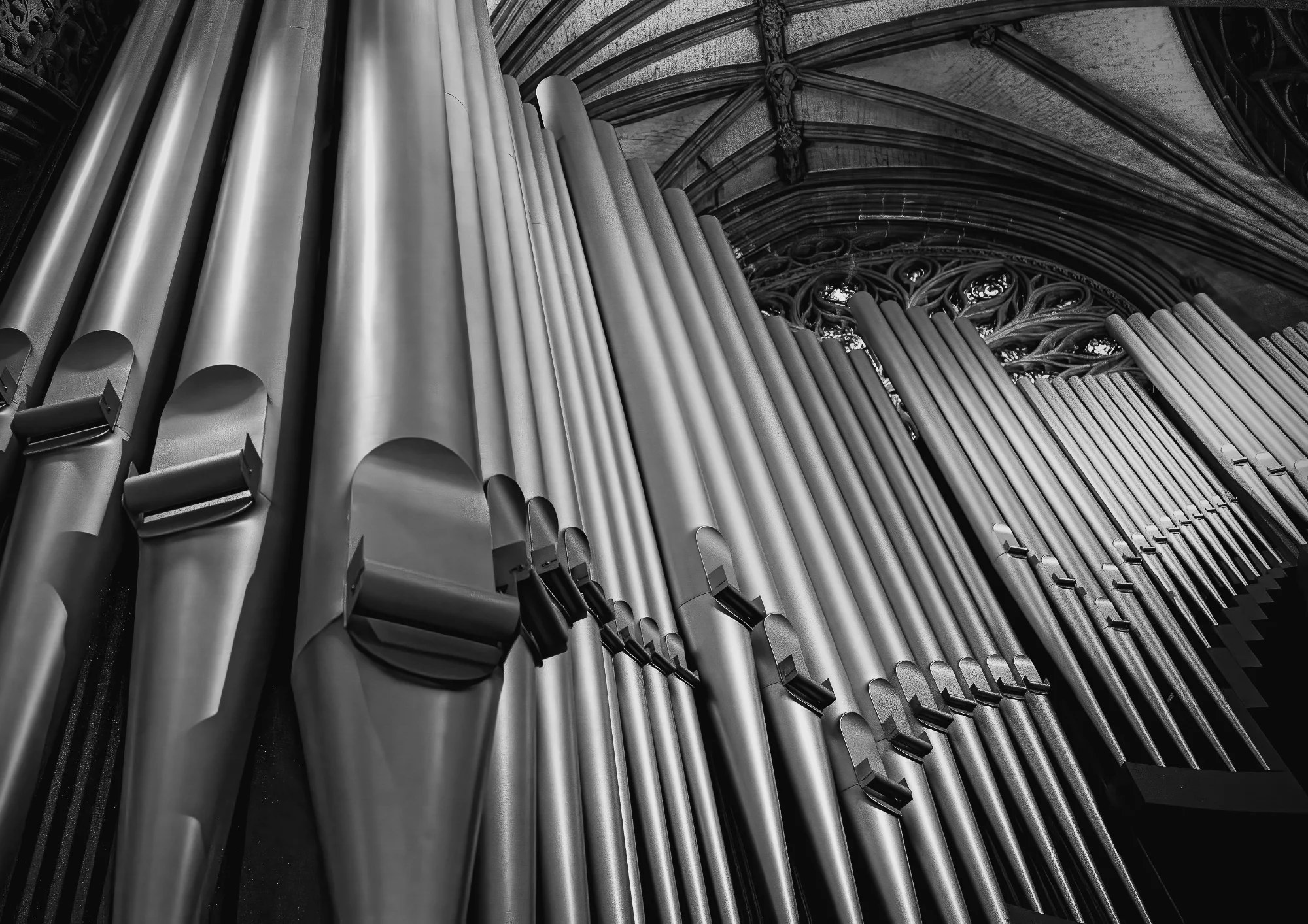 Monochrome Cathedral Pipes — general photo by RedViking, scored 7.9/10 by REVIEWR's AI critique